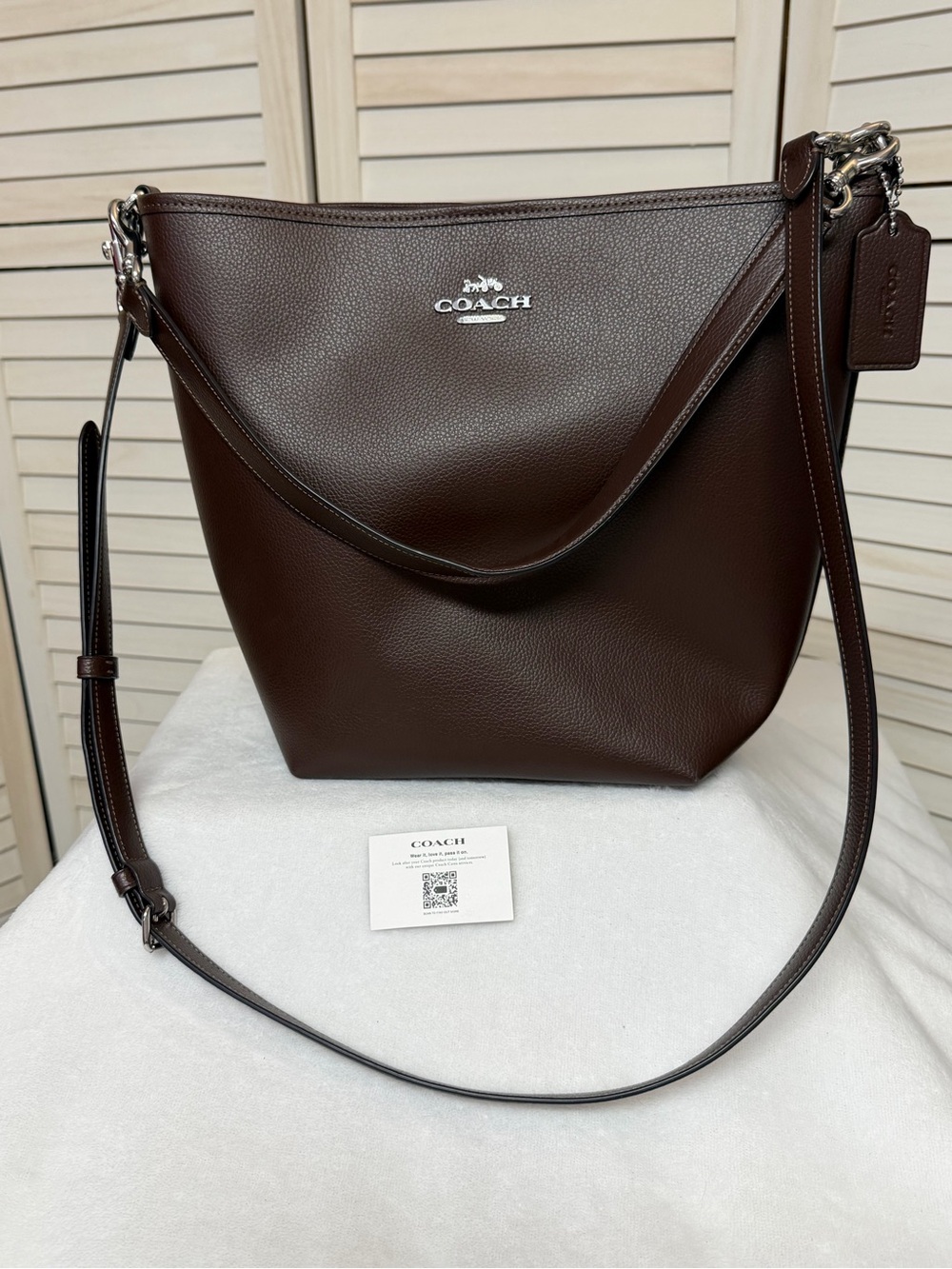 COACH City Large Bucket Bag Pebbled Leather Handbag CT801 Silver Maple NWOT
